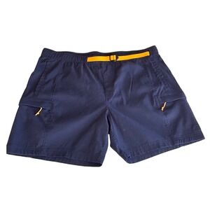 The North Face Mens XXL Class V Belted Cargo Shorts Navy Blue Yellow Gorpcore